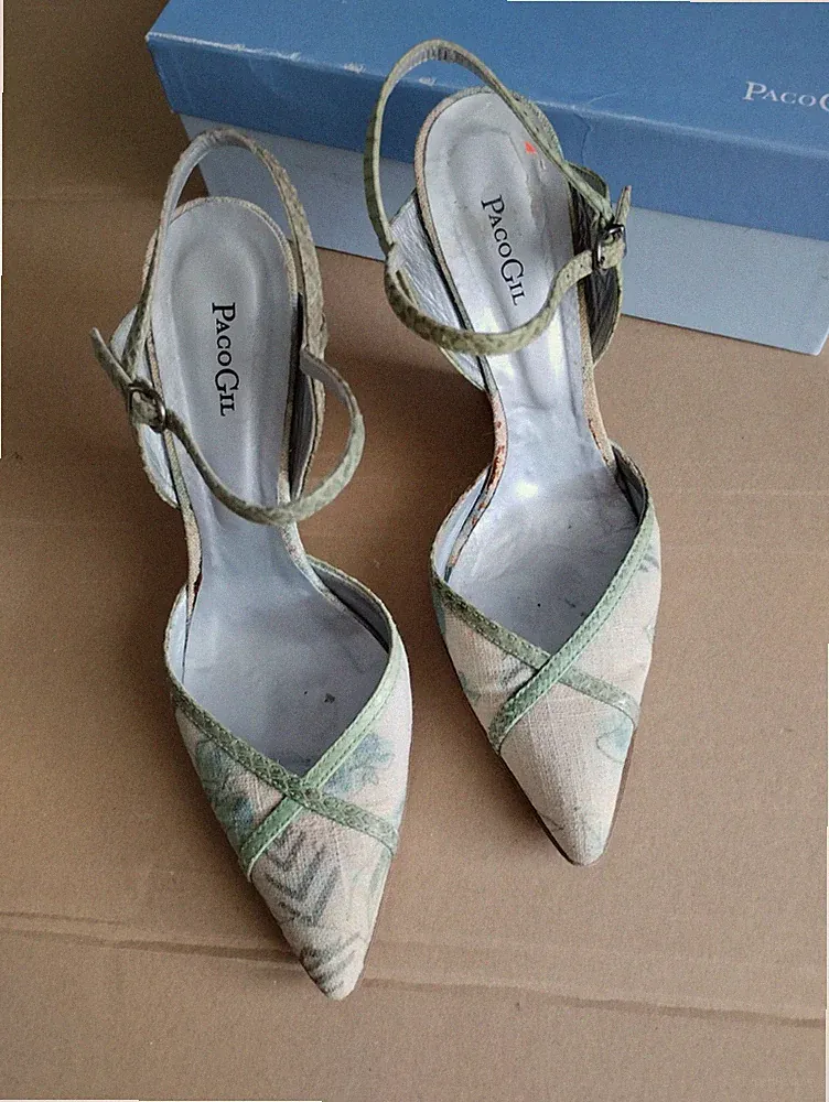 Paco Gil Sandalen Sandalette Pumps Keilabsatz Grün Größe 40