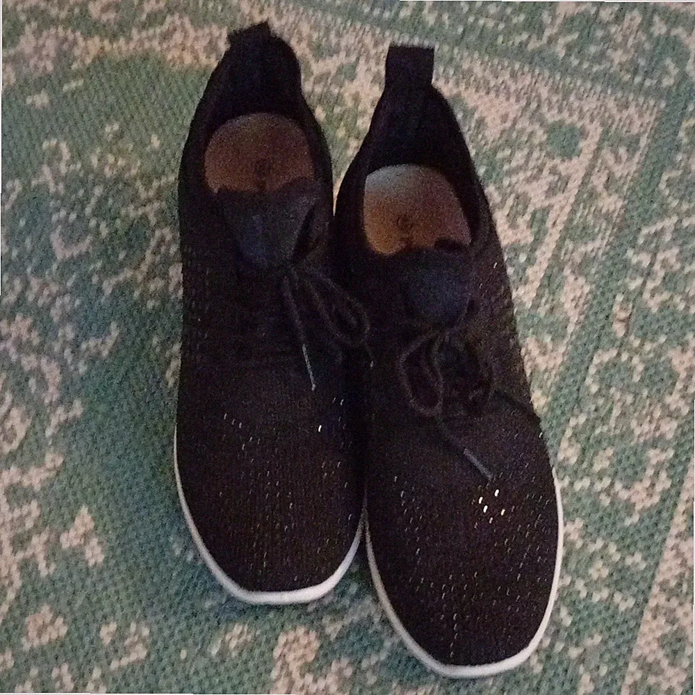 palado Damen Sneaker Low Mesh glitter schwarz Schnürung Keilabsatz EU 41