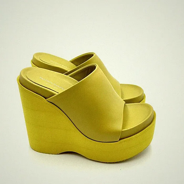 Paloma Barcelò Keilabsatz Sandalen Leder Grün mit Keilabsatz 12cm Plateau 4cm Art Aliz