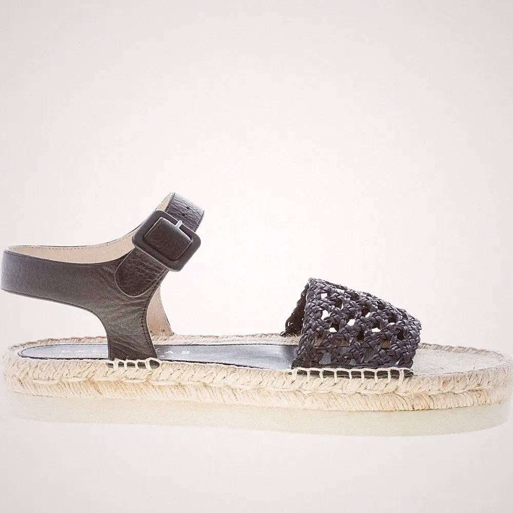 PALOMITAS Damen Schuhe Sandale Keilabsatz Adni Leder schwarz mit Lochband