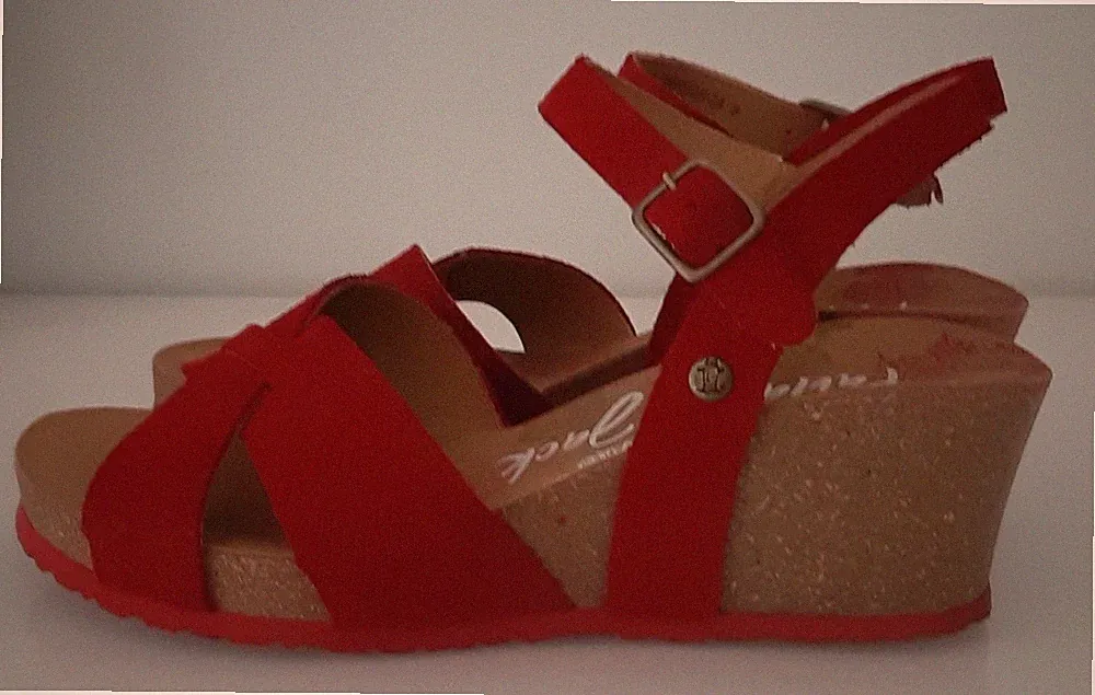 Panama Jack Damen Sandalen rot Wildleder Riemchen Keilabsatz Schnalle EU 40