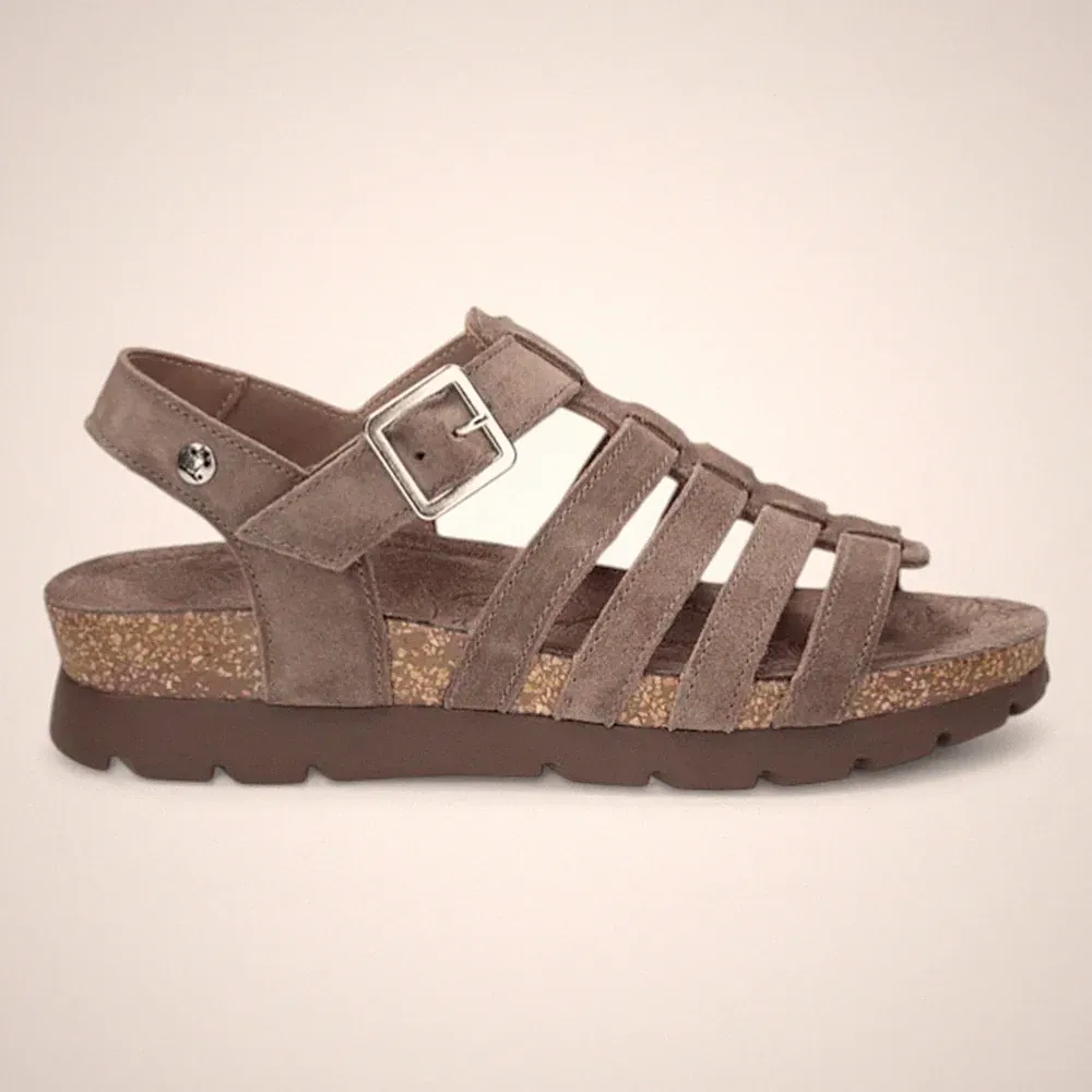 Panama Jack Damen Sasha B6 Grey Veloursleder Sommer Espadrille Klett Wedges