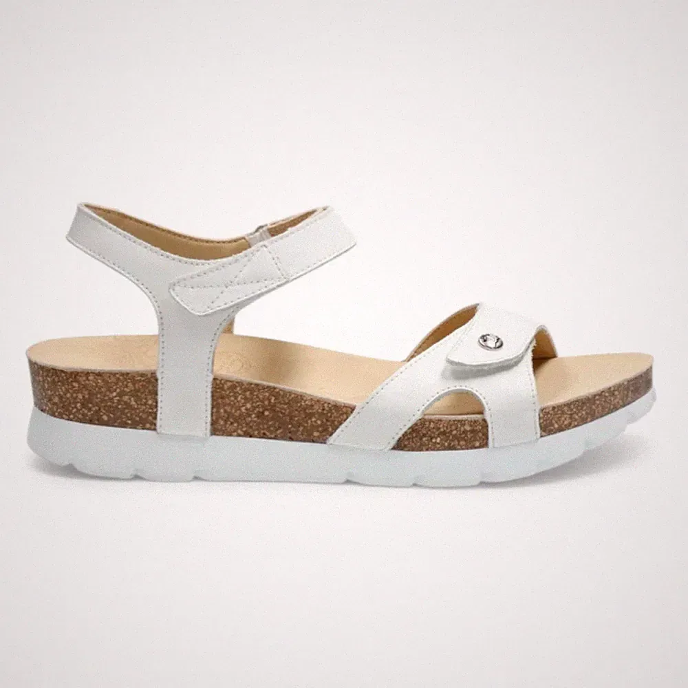 Panama Jack Damen Sulia B1 Weiße Leder Sommer Espadrille Sandalen Keilabsatz