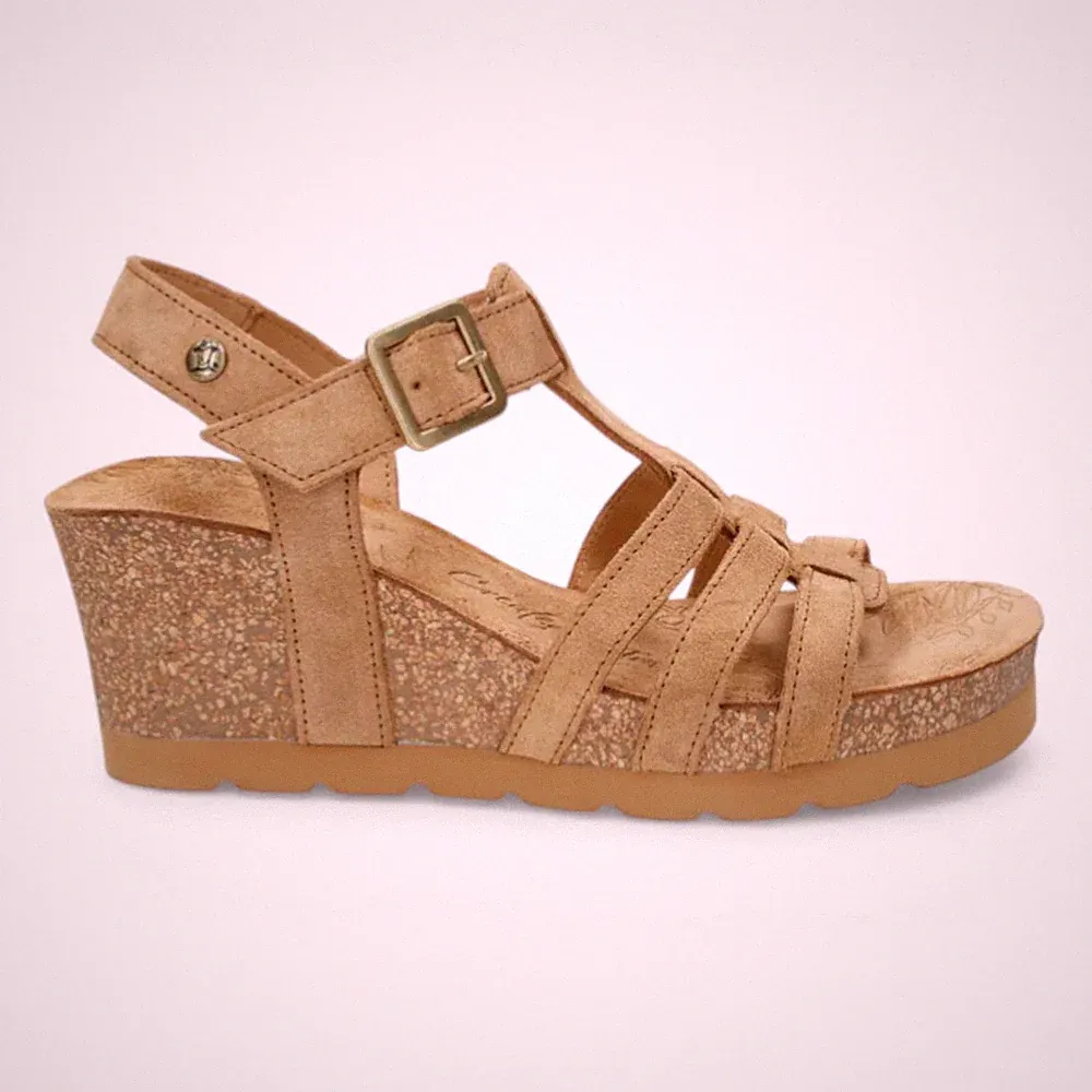 Panama Jack Damen Vero B1 Absatz Braunes Wildleder Sommer Espadrilles Sandalen