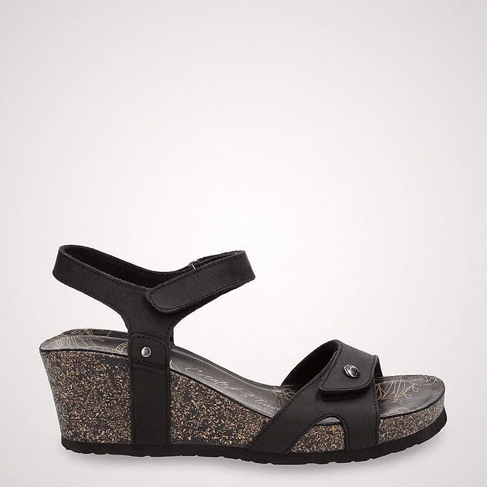 Panama Jack Julia B1 Keilsandalen Schwarz Leder Atmungsaktiv Sommer Walk