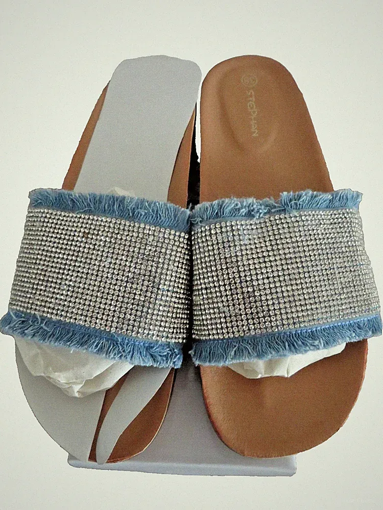Pantolette von Stephan, Gr. 38, Jeansstoff, Blau