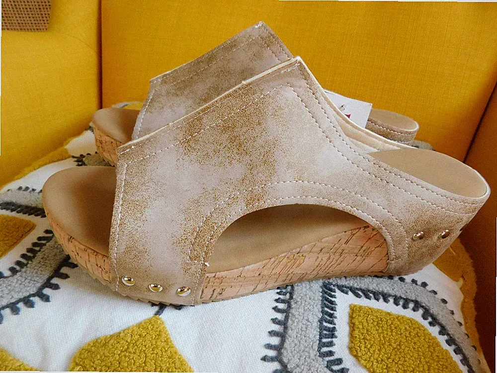 Pantoletten Schuhe Damen Gr. 39 mit Kork Keilabsatz, neu