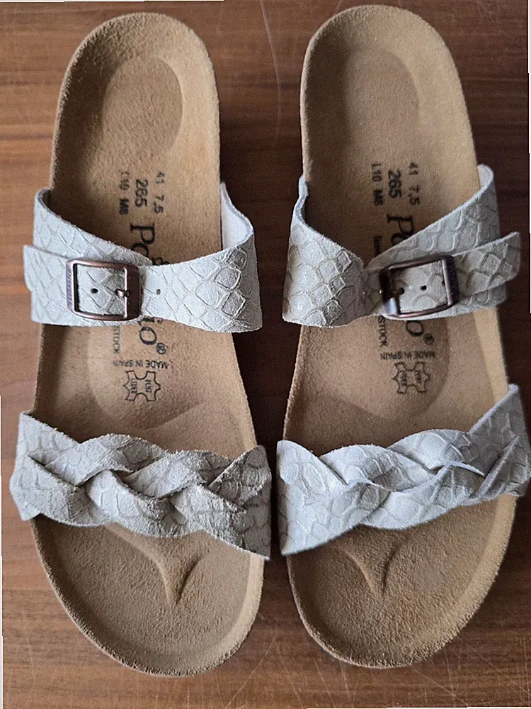 Papillio Birkenstock Alicia LEDER Keilabsatz Sandalen 41 schmal nemo beige