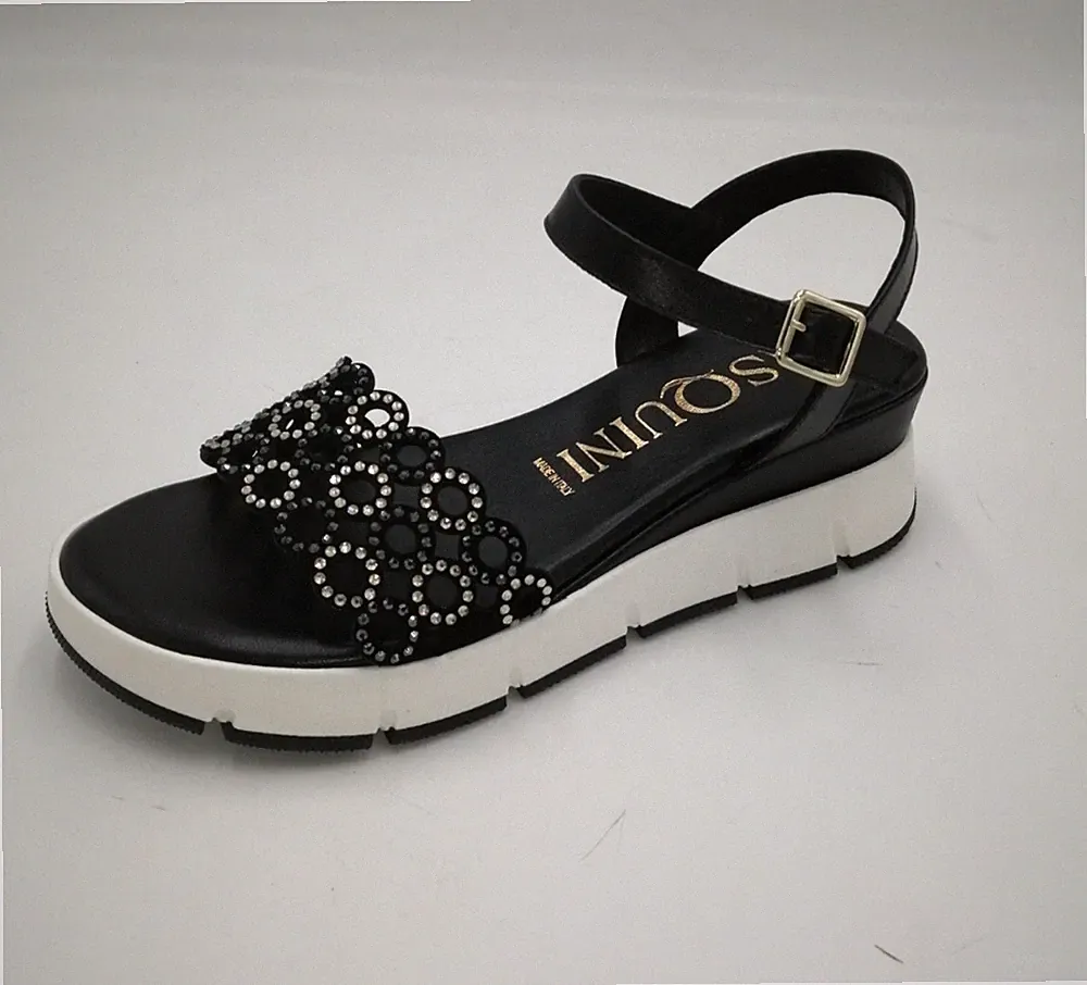 PASQUINI DAMEN SANDALEN LEDER SCHWARZ MIT STRASS 2876-260