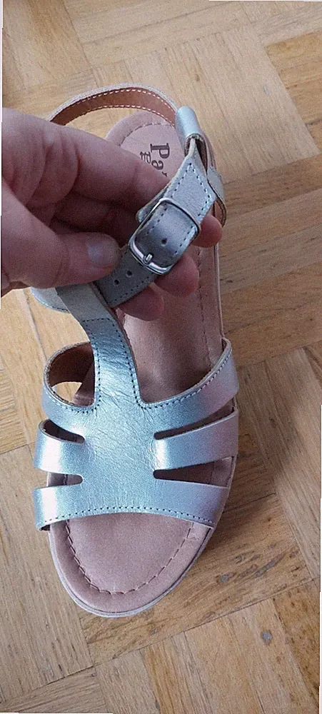 Patrizia Boutique Sandalen Gr. 39 silber Leder Keilabsatz Made in Italy NEU