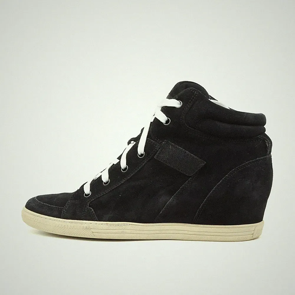 Paul Green Damen High Top Wedge Sneaker Schwarz Wildleder Keilabsatz EU 38,5