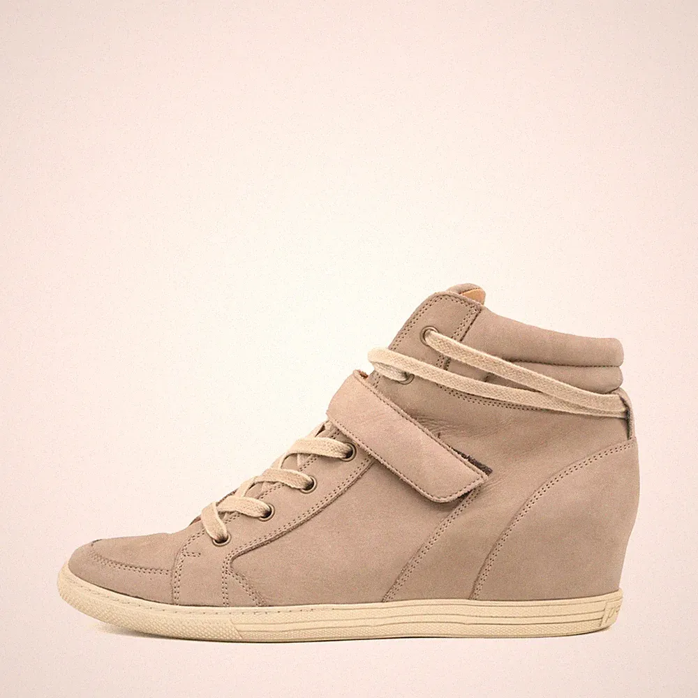 Paul Green Damen Keilabsatz Sneaker 4240 Taupe Echtleder Leder High-Top EU 40