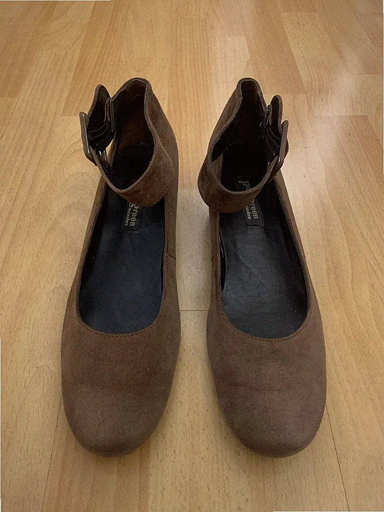 PAUL GREEN Damen Keilpumps aus Leder mit Riemen Hellbraun Größe 8