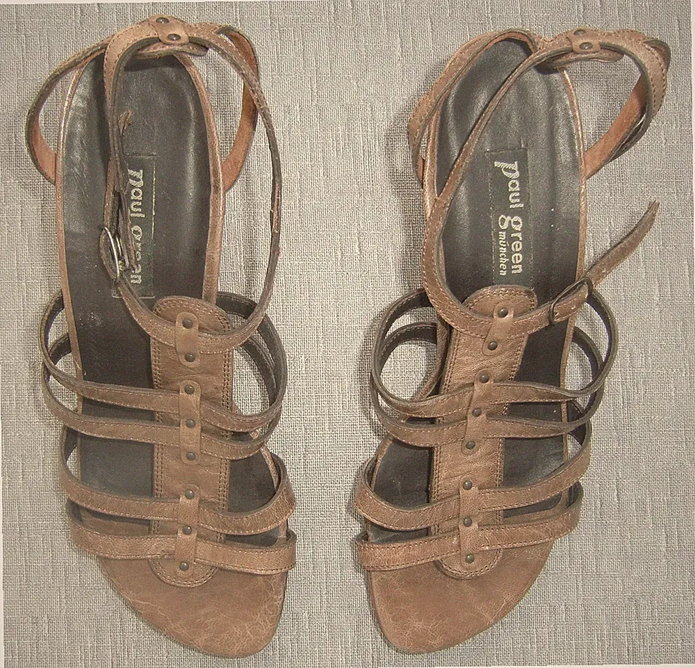 Paul Green Damen Riemchen Sandalen Leder Braun Gr. 40 (6,5) TOP