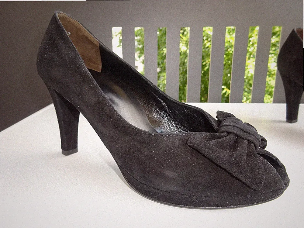 PAUL GREEN Damen Schuhe Peep Toes Pumps Wildleder Schwarz Austria Gr.38(5) Neuw