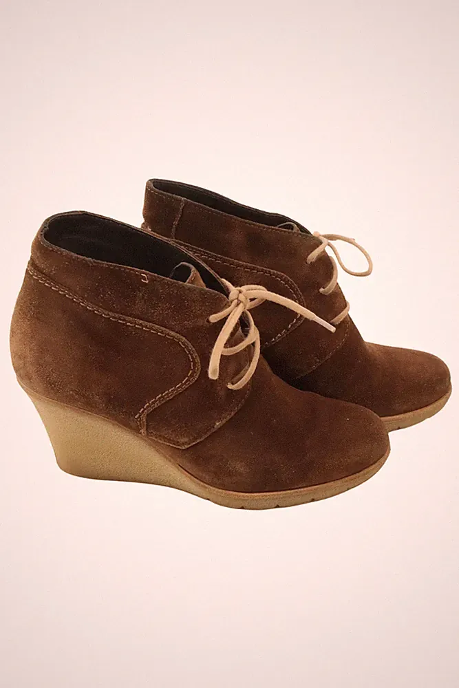 Paul Green Damen Stiefelette Gr. 40 Braun Wildleder Keilabsatz Elegant Klassisch
