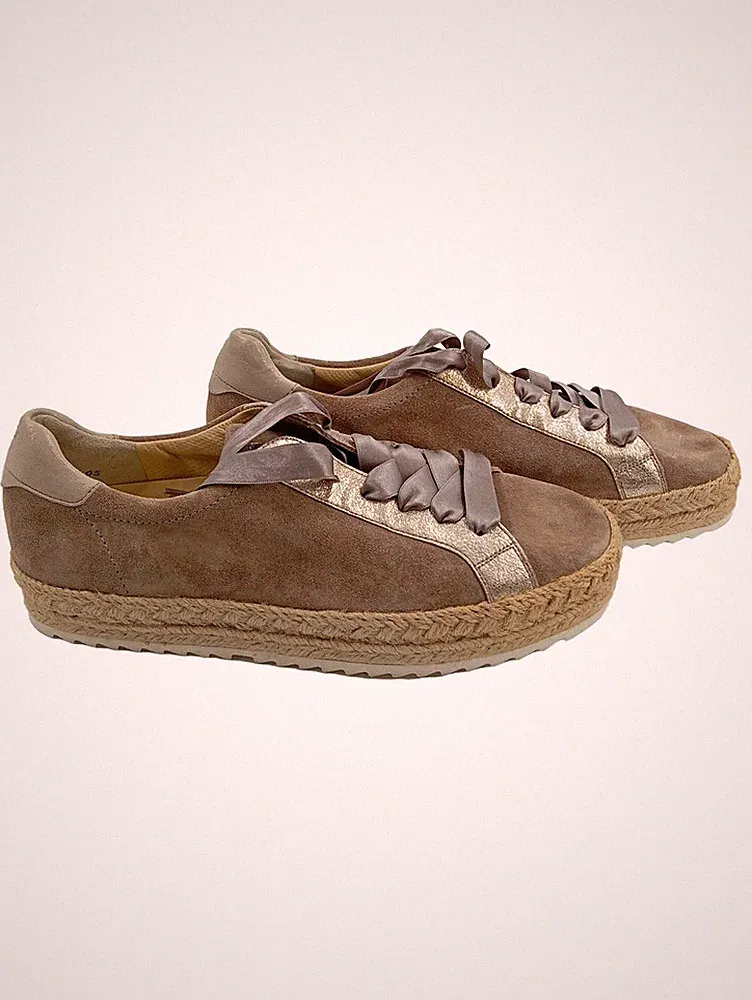 Paul Green Espadrille Keilabsatz Gr. 41 Grau Schleife