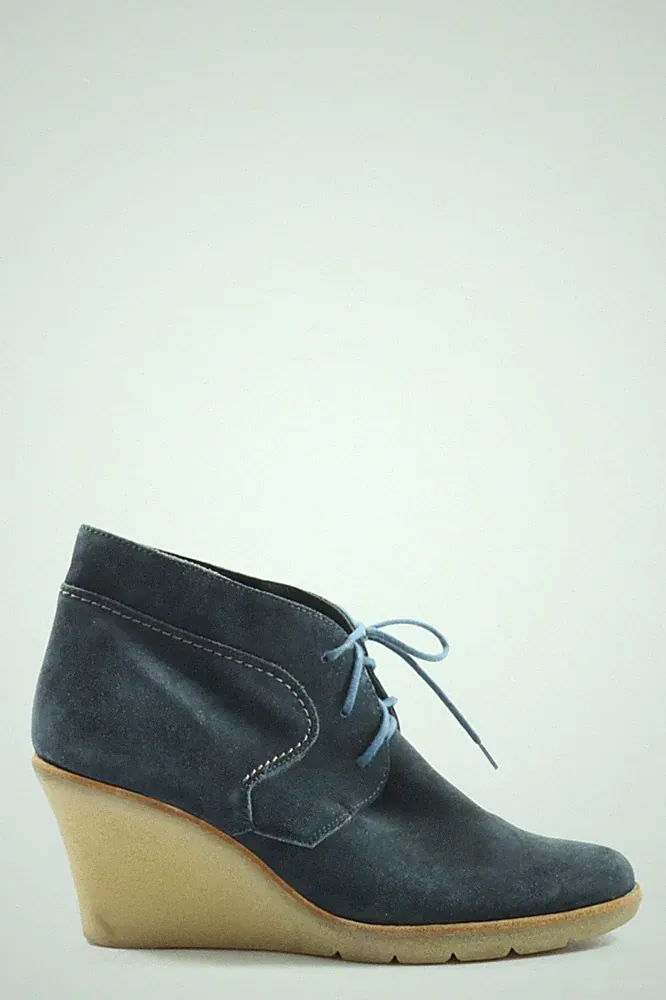 Paul Green Keil-Stiefeletten Damen Blau 9 cm Absatz Größe 40 Casual Streetwear