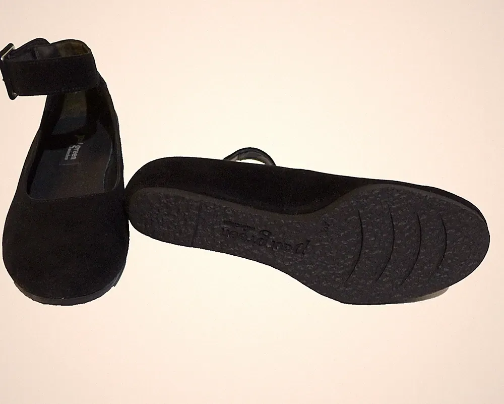 Paul Green Pumps Wieldleder Schwarz 4 1/2 37,5 Keilabsatz Riemchen