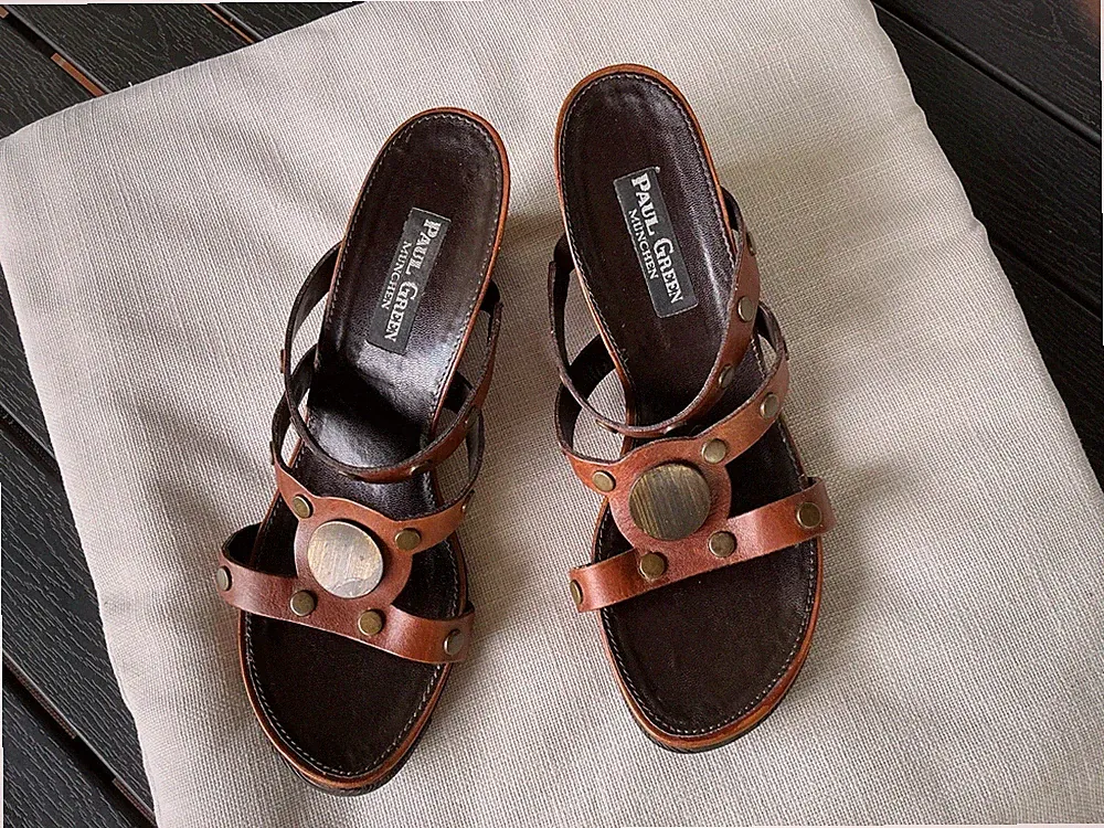 Paul Green Sandalen Damen Schuhe Gr.39 Leder braun sehr guter Zustand