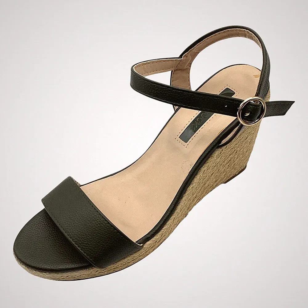 Peacocks Damen Espadrille Sandalen UK 4 grün Kunstleder Keilabsatz Sommer