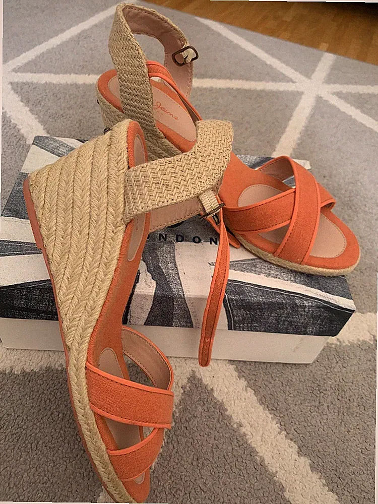 Pepe Jeans Damen Keilabsatz Sandalen mit Platform in orange Gr.40