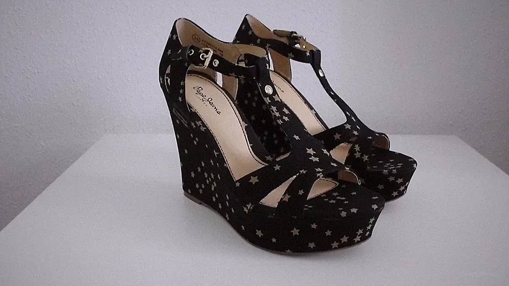 Jeansstoff Plateausandalette