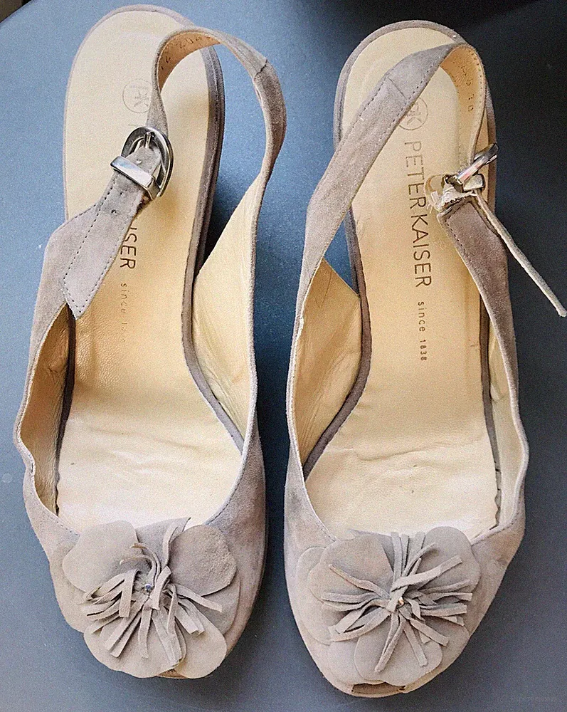 PETER KAISER Damen Keilsandalen Nubuk Leder Cappuccino Farbe Gr. 38 / 7