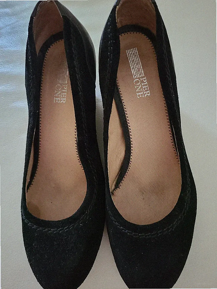 Pier One Echtleder Pumps mit Keilabsatz (ca.6cm) 37, schwarz