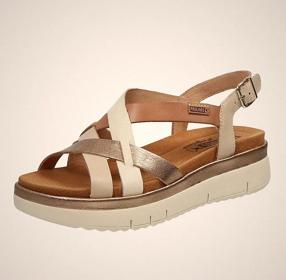 Pikolinos Palma - Leder Sandalen mit Keilabsatz beige - Größe 40 [25,4 cm] Schuhe