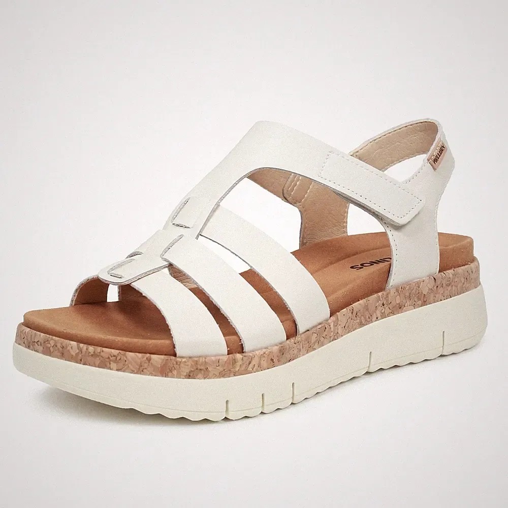 Pikolinos Palma - Leder Sandalen mit weißem Keilabsatz - Größe 40 [25,4 cm] Schuhe