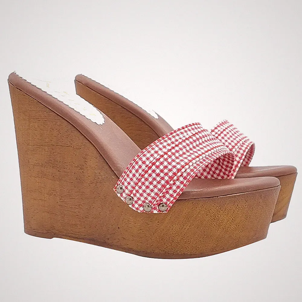 Pin Up Rot Band Keilabsatz Sandalen Schuhe mit Absatz 13 - KZ3101 PIN UP