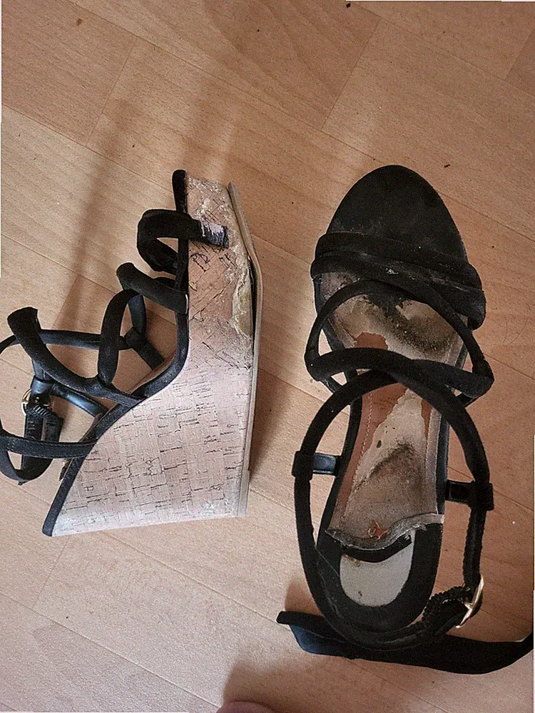 plateau keilabsatz sandaletten 36, Sammler Wedges schwary, riemchen high heels