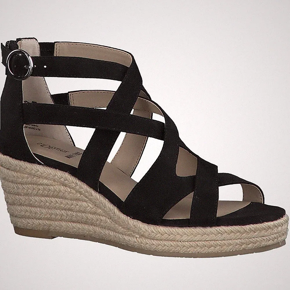 Plateau Sandalen 28324 schwarz Riemchen Sandalen S.Oliver black Keilabsatz