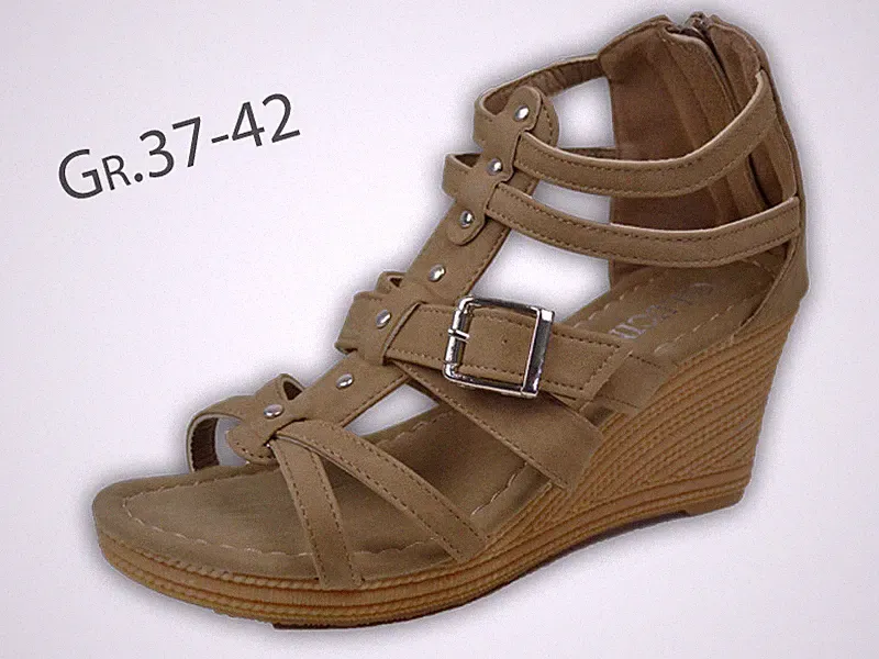 Plateau Sandalen Gr.38/41 Keilabsatz mit Reißverschluss Schuhe Sandaletten 2582y