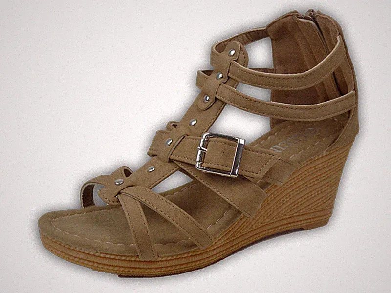 Plateau Sandalen Gr.38/41 Keilabsatz mit Reißverschluss Schuhe Sandaletten 2582y