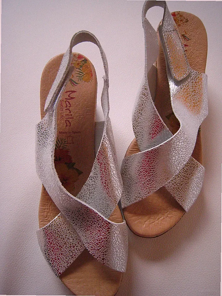 Plateau Sandalen Sandalette von Marila * Gr. 41 * Leder silber * NEU