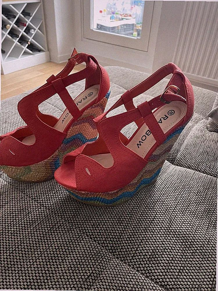 Plateau Sandalette rot Gr.38