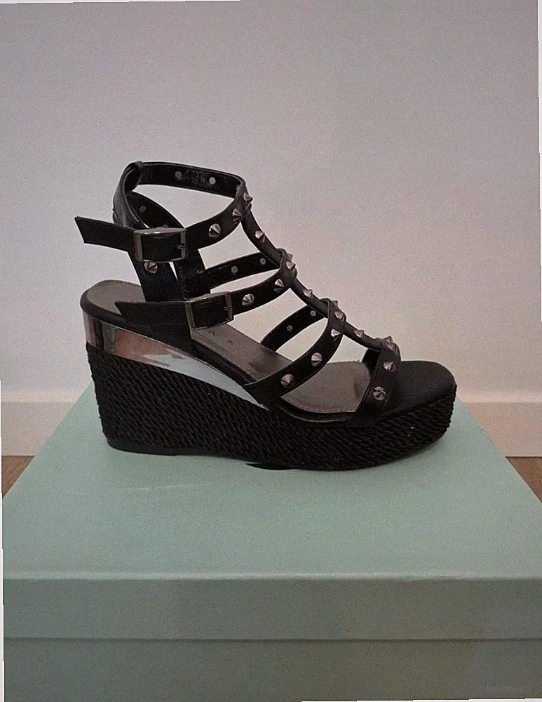 Plateau Sandaletten schwarz, Sandalen mit Keilabsatz von Kharisma Gr. 39