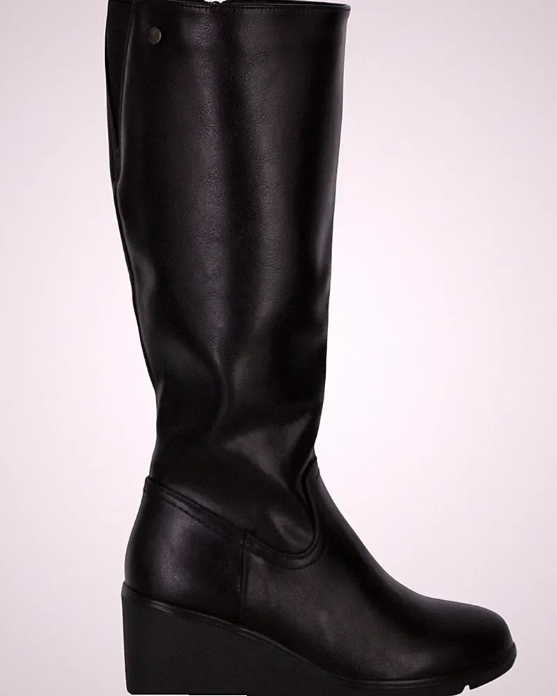 Plateaustiefel mit Keilabsatz, Leder-Herbstschuhe für Damen, bequem, 6 cm