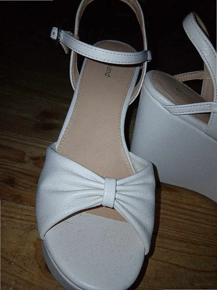 Platform Keil Absatz Sandaletten, Weiss, Gr. 39