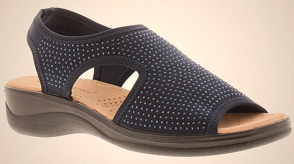 Platino Damen-Keilsandalen Sophia Gummizug marineblau UK-Größe 8