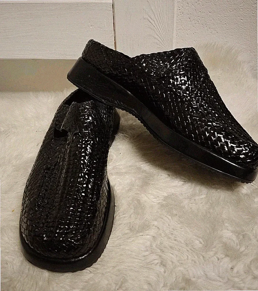 Pons QUINTANA Sabot Gr. 37 Echt Leder Sandalen Nero Handgefertigt Neu Ungetragen