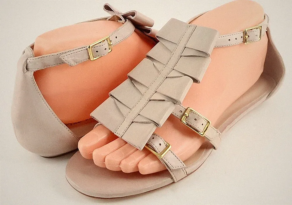 Pour La Victoire Estelle Staubig Pfirsich Leder Designer Komfort Sandalen 6.5