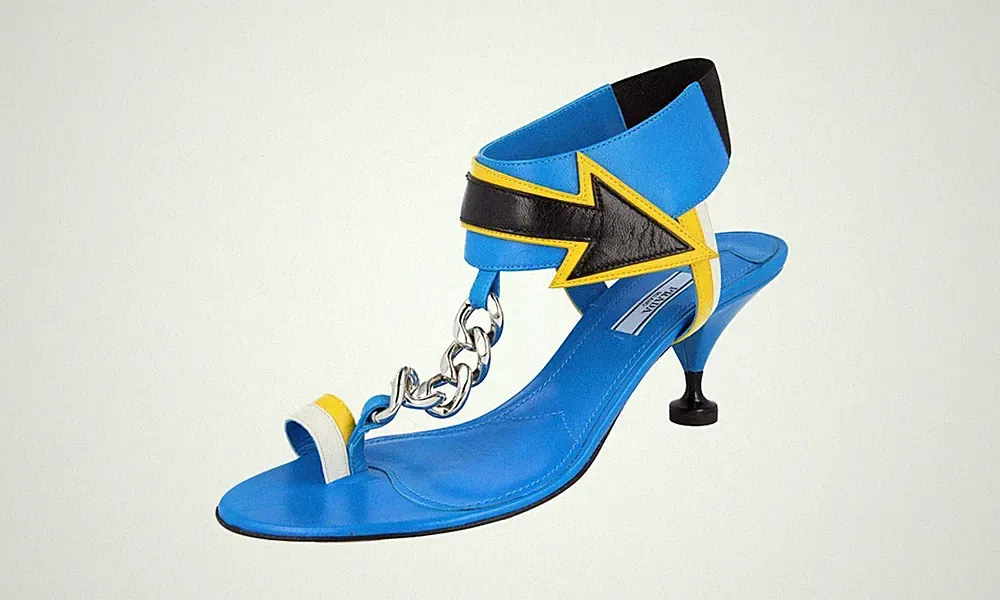 PRADA Leder Pumps Sandalen Slingback Kitten 1Y537G -Blau - NEU - 40 UK 7