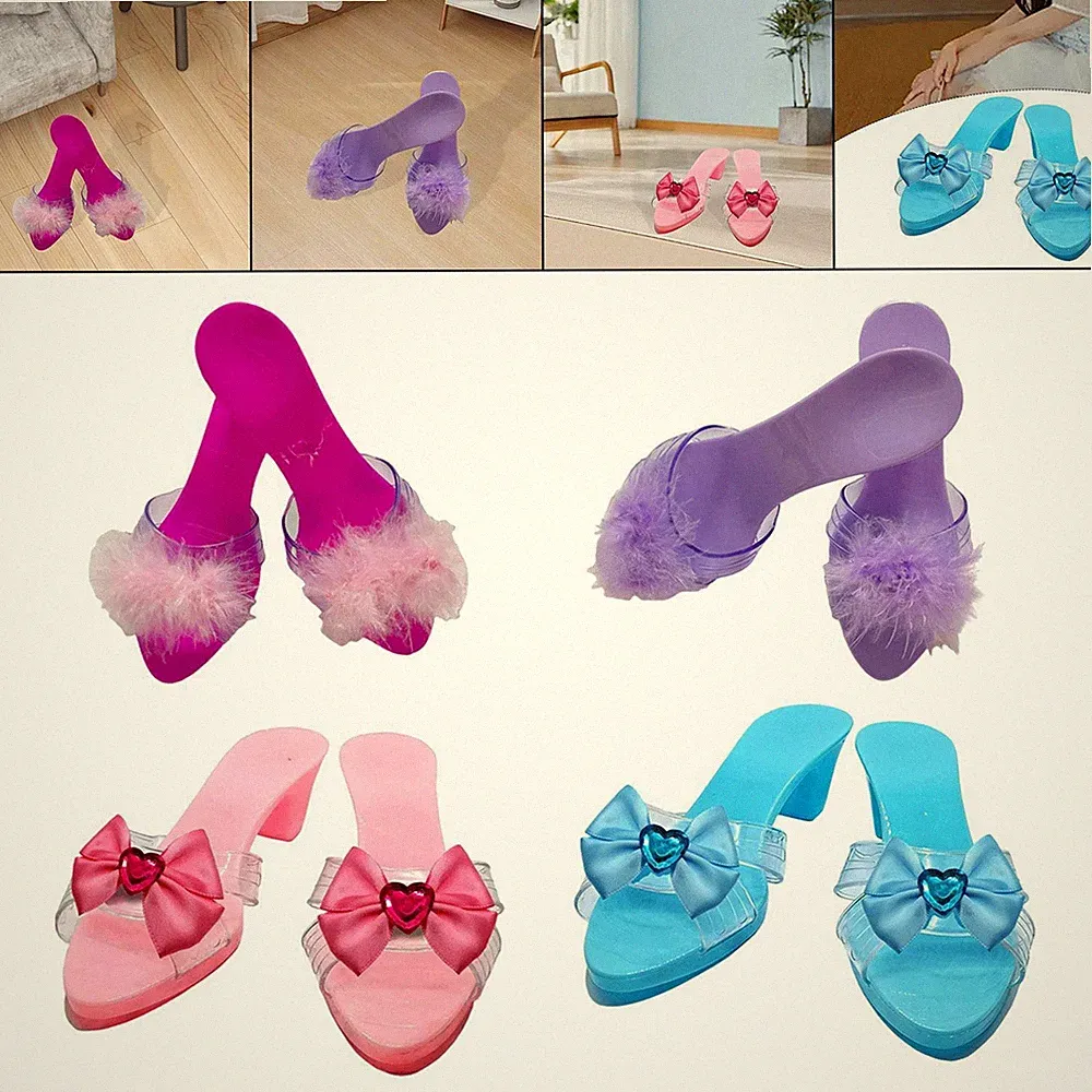 Prinzessin Schuh Keilabsätze Dekor Spielzeug Schuhe Geschenk tragbar Slipper Schuh Gummi