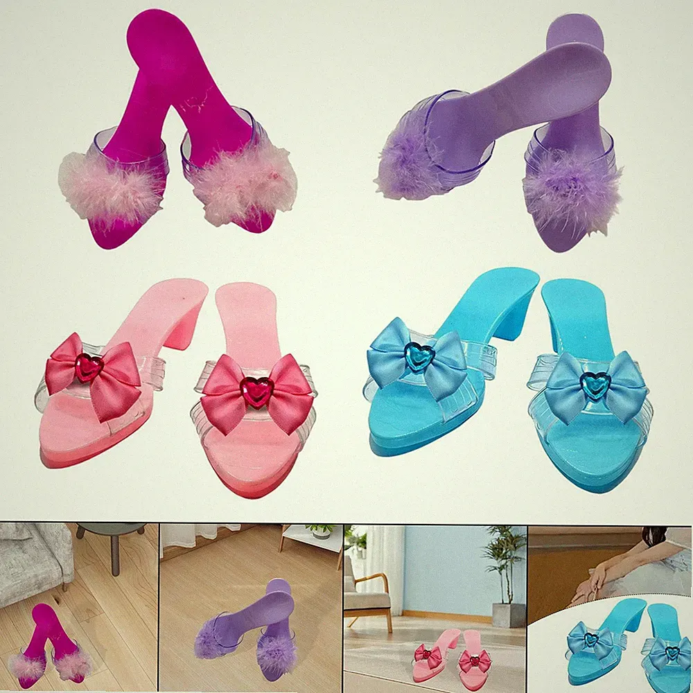 Prinzessinnen Hausschuhe, leicht, Sommerdekor, Keilabsatz, Slipper für