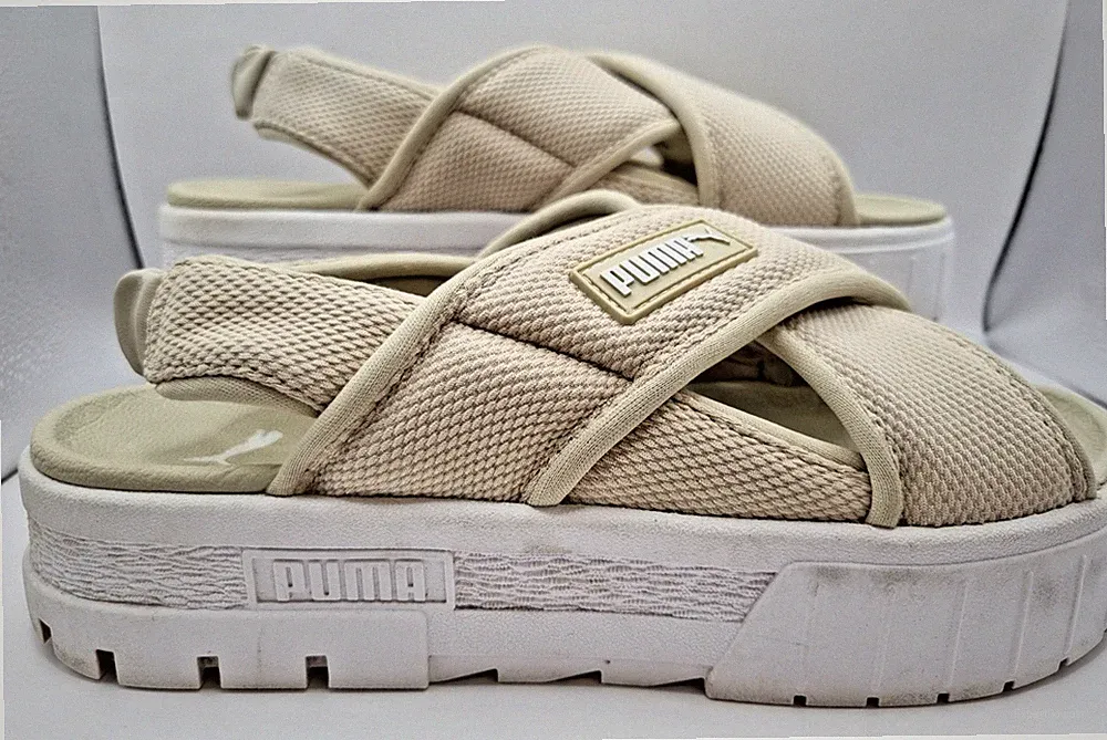 Puma Mayze Damen Plateau Stacked Sandalen Größe UK 6 Cremefarben