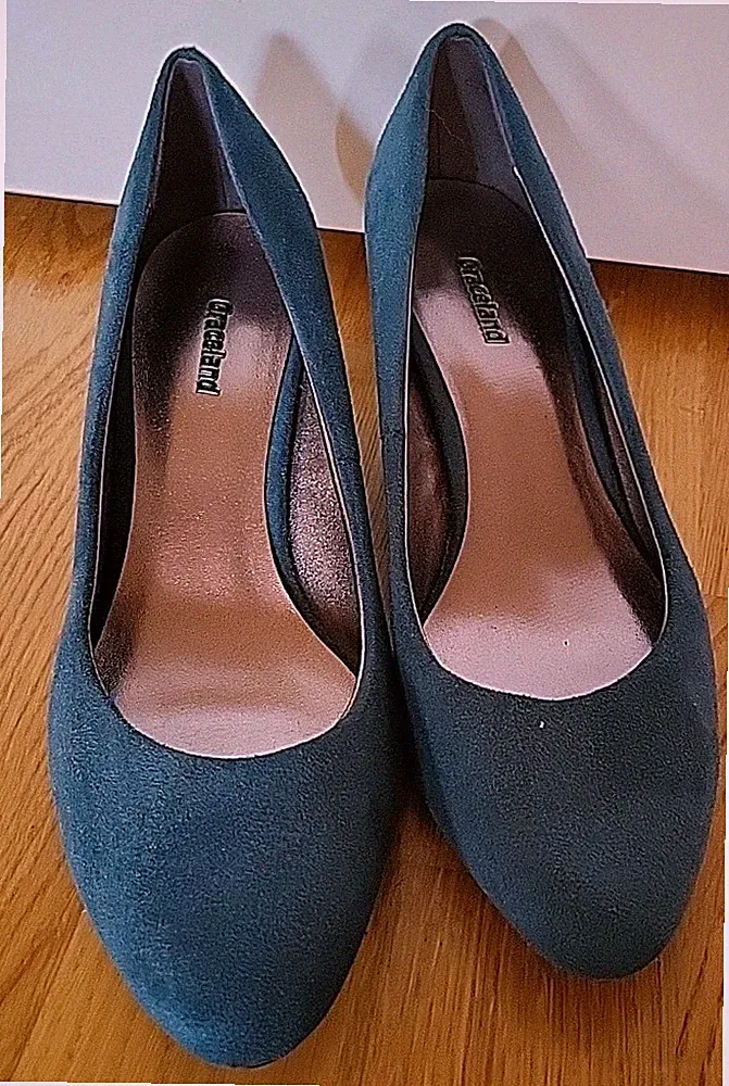 Pumps Petrol Gr. 39 Keilabsatz 6 cm Graceland