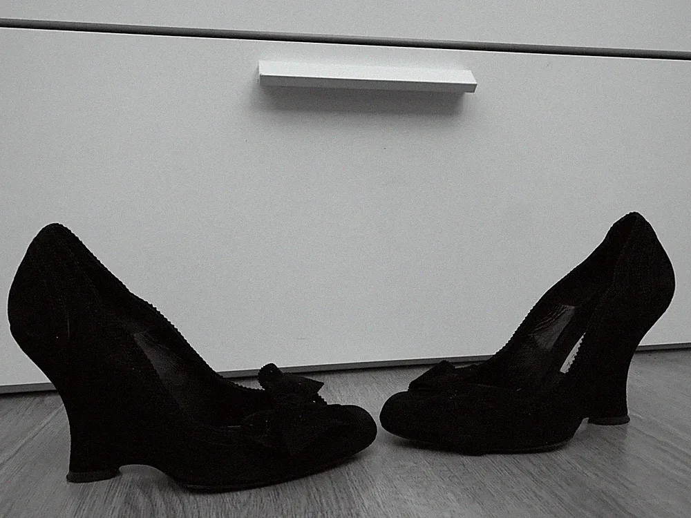Pumps Pura Lopez Schwarz Gr 37 4 Wildleder Keilabsatz 10 Cm High Heels Bequem
